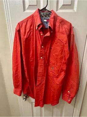 Tommy Hilfiger Men's Coral-Red Button-Down Shirt
